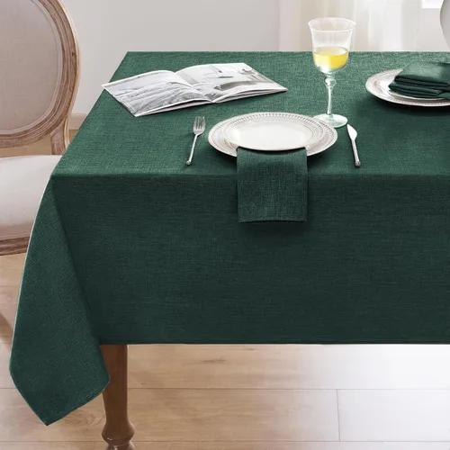Vista 21 de Softalker Mantel pequeño rectangular con textura de lino de 52 x 70 pulgadas, para exteriores, resistente a las manchas y a las arrugas, decorativo