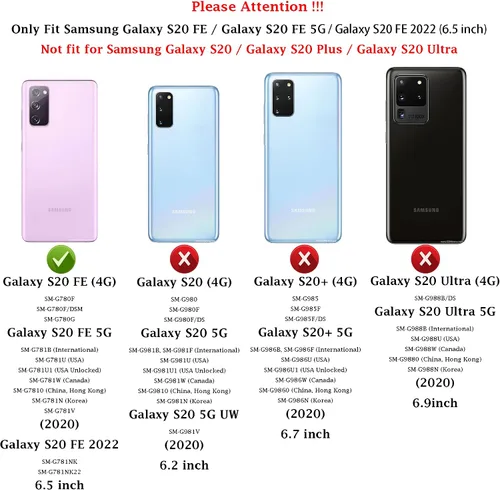 Vista 2 de Funda para Samsung Galaxy S20 FE 5G con cubierta para lente de cámara, protector de pantalla HD, soporte de anillo magnético probado contra caídas