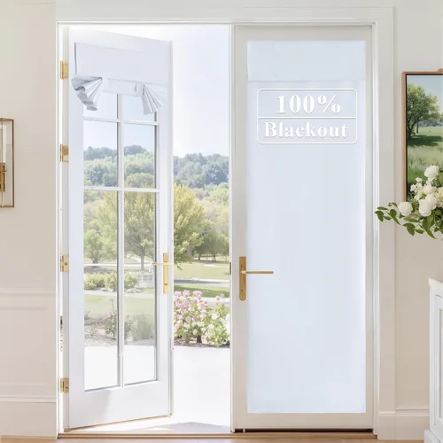 Vista 32 de RYB HOME 2 paneles 100% opacos para puerta de aula, 8 pulgadas de ancho x 36 pulgadas de largo, color beige biscotti, sin taladro, para ventana
