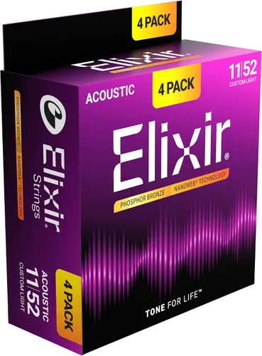 Vista 16 de Elixir, cuerdas de bronce para guitarra acústica 80/20 con recubrimiento Polyweb, extralivianas (.010-.047)