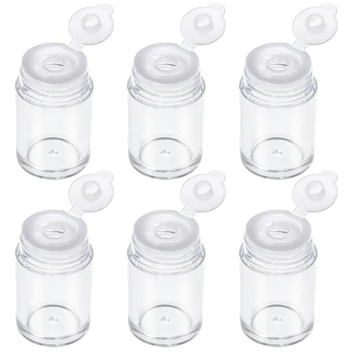 Vista 12 de RAYNAG 6 botellas vacías de polvo suelto para viajes, cosméticos con purpurina en polvo, para sombra de ojos, botella agitadora con tamiz y tapas