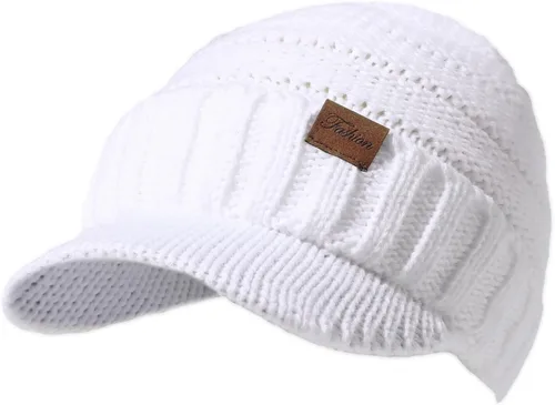 Vista 13 de Sombreros de invierno para mujeres - Gorro de punto cálido y con estilo, grueso, con visera, lindos sombreros de invierno suaves y elásticos