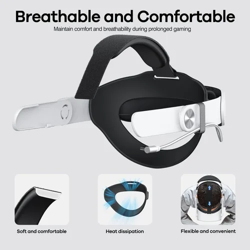 Vista 5 de Battery Head Strap for Oculus Quest 2 Accessories, 10000mAh Battery Pack Elite Strap Replacement for Enhanced Comfort Support and Playtime in VR