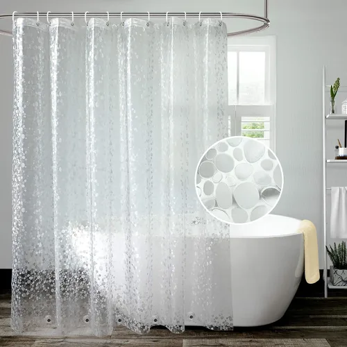 Vista 15 de AooHome Eva - Forro de ducha pequeño de 36 x 72 pulgadas, cortina de baño transparente de calibre 8 con ganchos, imanes inferiores, impermeable