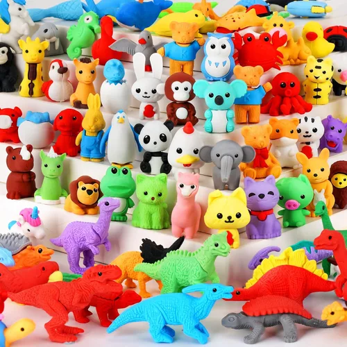 Vista 15 de URSKYTOUS 35 borradores de animales de escritorio para niños, borradores de lápices de animales, juguetes de borrador a granel, regalos para premios