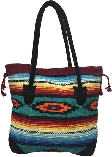 Vista 3 de Monterrey - Bolso de mano para mujer, tejido a mano, con estampado azteca del suroeste, asas G, Diseño G