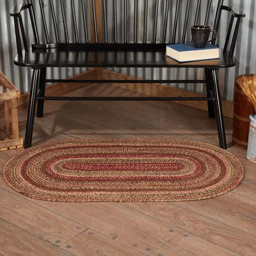 Vista 7 de VHC Brands Cider Mill - Alfombra de yute primitivo a rayas rojas de medio círculo, decoración de 16.5 x 33 pulgadas