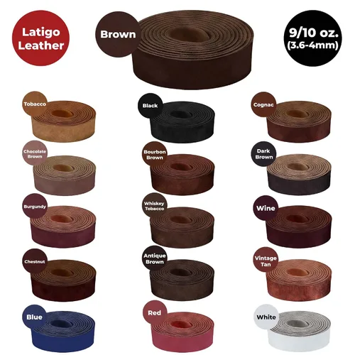 Vista 7 de ELW - Correas de piel latigo marrón de 9 a 10 oz (3,6 a 0.157 in), color marrón