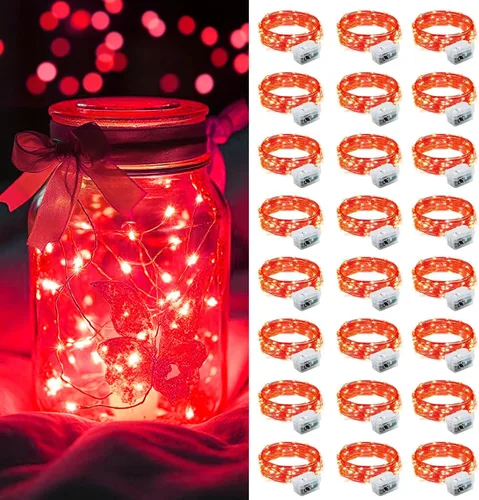 Vista 36 de AIKEI Paquete de 12 luces LED de hadas que funcionan con pilas, guirnaldas de luces impermeables de 7 pies, 20 luces LED de luciérnagas estrelladas