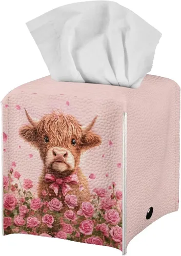 Vista 9 de Caja de pañuelos cuadrada para caja de pañuelos faciales, organizador de servilletas de pavo real, dispensador para dormitorio, oficina, decoración