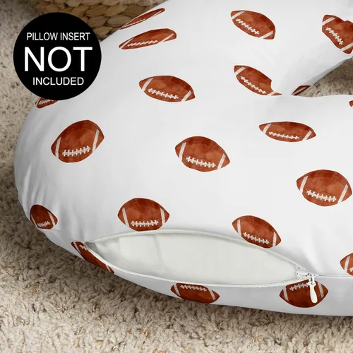 Vista 3 de Sweet Jojo Designs Funda de almohada de lactancia de niño de fútbol marrón y blanco, funda de almohada para lactancia materna, funda de almohada