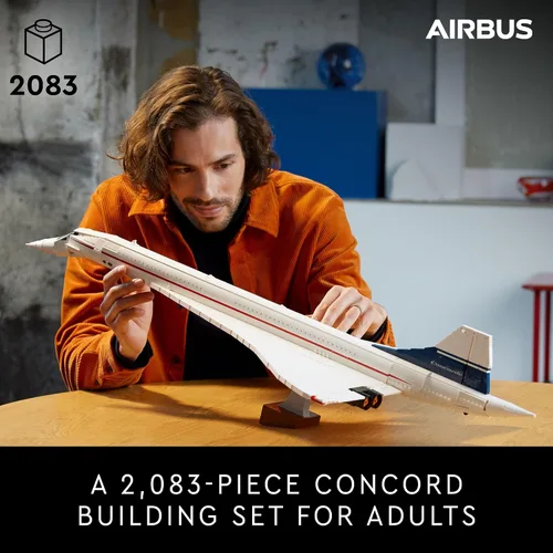 Vista 2 de LEGO Icons Concorde Modelo de Avión, Regalo para Adultos, Construye un Modelo Réplica del Avión Comercial Supersónico más Famoso del Mundo
