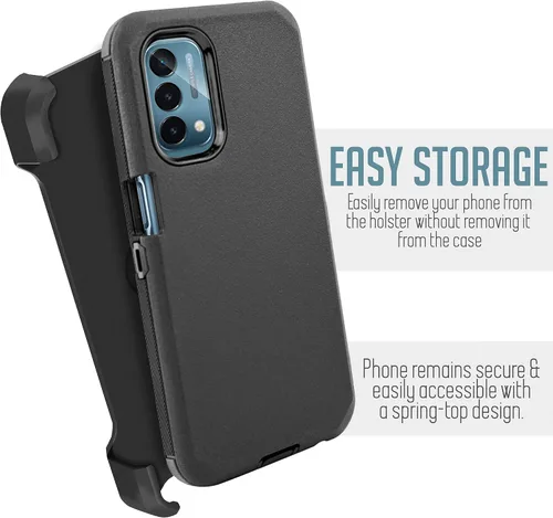Vista 3 de Funda diseñada para Motorola Edge 2021 / Moto Edge 5G UW: protector de pantalla integrado con soporte de cuerpo completo, protección de grado Negro