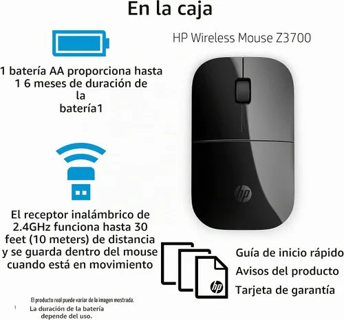 Vista 8 de Ratón inalámbrico HP Z3700 (26V63AA#ABL, Negro)