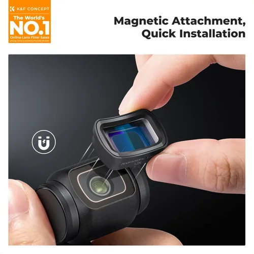 Vista 2 de K&F Concept 1.2X Lente anamórfica compatible con DJI Osmo Pocket 3, efecto Blue Streak de pantalla ancha, lente cinematográfica, acoplamiento