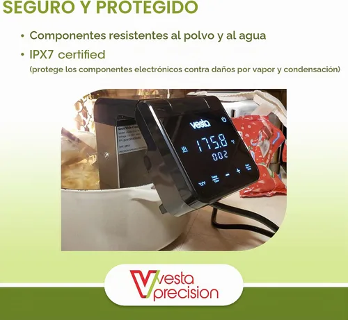 Vista 7 de Vesta Precision Cocina Sous Vide, capacidad de 30 L, control de aplicación WiFi Large Display Screen,Foldable Design, IPX7 Waterproof, High