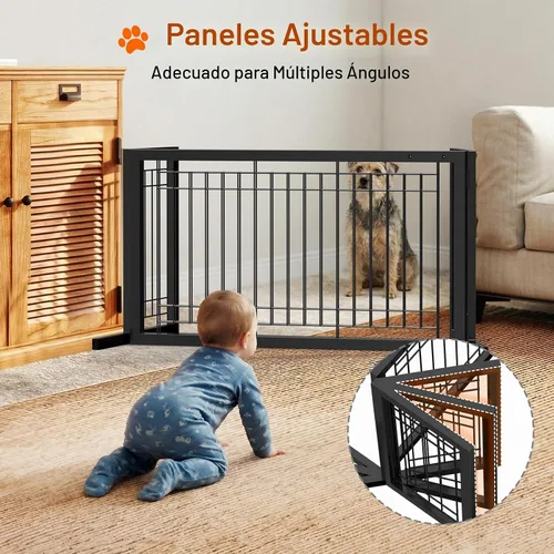 Vista 6 de Bonnlo - Puerta independiente para perros, de 39 a 68 pulgadas de ancho, para chimenea, escaleras, puertas, valla de metal ajustable para mascotas