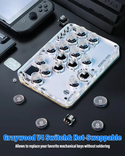 Vista 4 de JZW-Shop Arcade Stick G16, All-Button Arcade Controller for SwitchPCPS4PS3 Steam Deck, Arcade Fight Stick Game Keyboard with Turbo & Custom RGB
