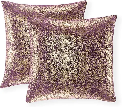 Vista 13 de Xinrjojo Juego de 2 almohadas brillantes en negro y dorado, almohadas suaves y brillantes decorativas, juego de fundas de almohada cuadradas negras