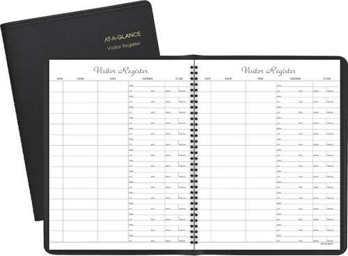 Vista 2 de AT-A-GLANCE 8058005 Libro de registro de visitantes reciclado, negro, 8 12 x 11