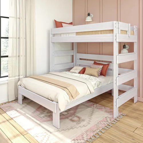 Vista 13 de Max & Lily Litera moderna de granja, marco de cama individual sobre matrimonial en forma de L para niños, madera flotante