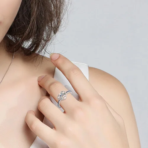 Vista 3 de TINSLO Anillo de plata de ley 925 con circonita de colores, anillos ajustables para mujeres, anillos sorpresa de aniversario para mujeres, anillos