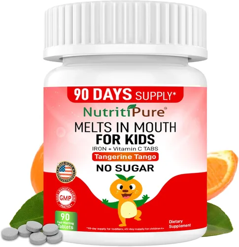 Vista 9 de Suplemento de hierro masticable para niños, hierro carbonílico Ferronyl® 9 mg, vitamina C 30 mg, sabor a uva, 90 tabletas (2 botellas)