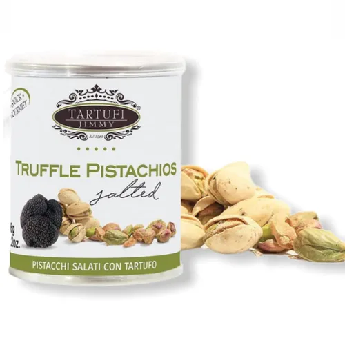 Vista 2 de Tartufi Jimmy Pistachos en polvo de trufa Pistachos aromáticos, horneados al horno Bocadillo crujiente y saludable, sabor fresco, sabor