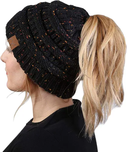 Vista 107 de Funky Junque - Gorro para mujer con ranura para cola de caballo