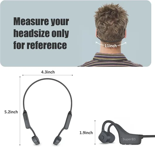 Vista 8 de Auriculares de conducción ósea impermeables Bluetooth 5.2 Auriculares deportivos inalámbricos con doble cancelación de ruido, auriculares