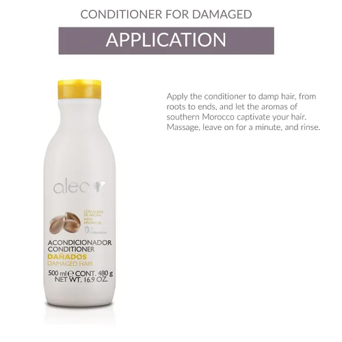 Vista 5 de ALEA - Acondicionador para el cabello dañado - Línea de cabello dañado - 16.9 fl oz - con proteínas de seda y aceite de argán - Libre de sulfatos