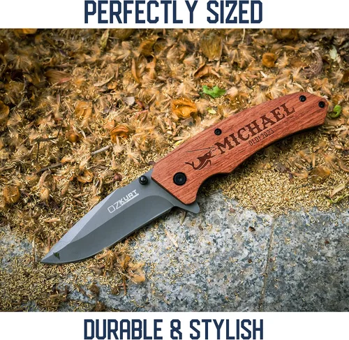 Vista 7 de Regalos para hombres, cuchillo de bolsillo personalizado para hombres, icono grabado, nombre y texto, 36 iconos y 20 fuentes, regalos para papá
