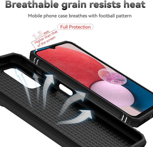 Vista 7 de Funda para Galaxy A13 4G/Samsung A13 LTE 4G SM-A135F con protector de pantalla de vidrio templado y cubierta para cámara deslizante, soporte