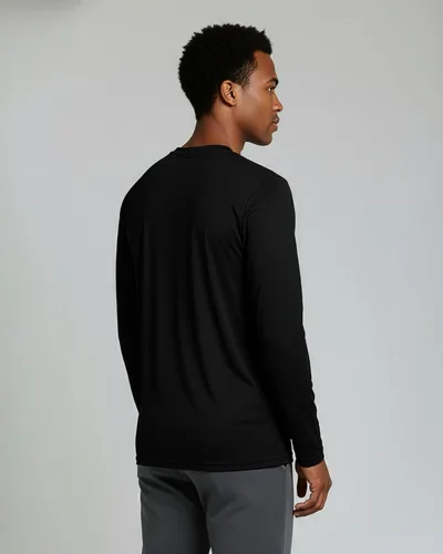 Vista 5 de Real Essentials Paquete de 3 y 5 Camiseta de manga larga atlética de secado rápido para hombre UPF SPF UV Sun (disponible en tallas grandes y altas)