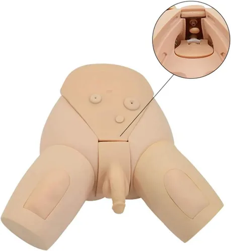 Vista 3 de PPWYY Maniquí masculino y femenino modelo de cateterismo urinario simulador de práctica de enfermería Maniquí intercambiable para entrenamiento