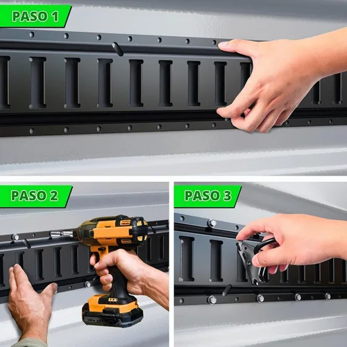 Vista 7 de Trekassy Kit de riel E Track de 4 pies con 4 correas de trinquete y 4 juntas tóricas, riel electrónico negro resistente para remolques, furgonetas
