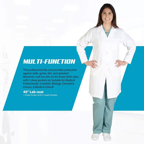 Vista 5 de M&M SCRUBS Bata blanca de laboratorio de mujer, XS, Blanco