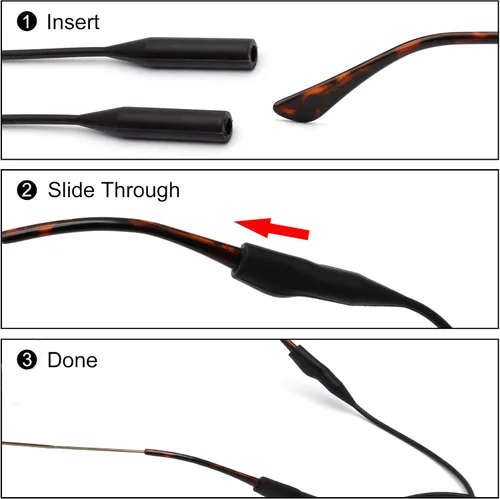 Vista 4 de 3 Pack Elastic Silicone Eye Glasses Strap, Sports Sunglasses Straps, Reading Eyeglasses Holder/Rope/String/Retainer/Cords