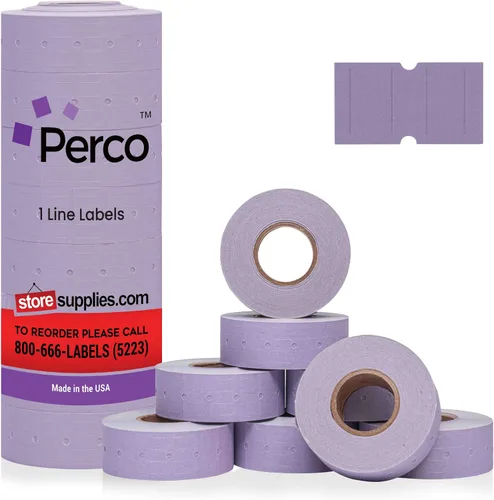 Vista 9 de Etiquetas azules Perco de 1 línea - 8 rollos, 1 funda, 8,000 etiquetas en blanco para pistolas de precio y fecha de 1 línea Perco - Fabricadas