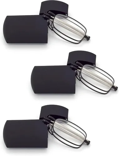 Vista 12 de HIGHLIKE Hard Cases Folding Reading Glasses, Pocket Wallet Purse Compact Spring Hinge Readers, Transparent Clear Lens