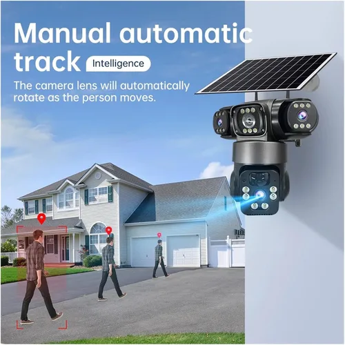 Vista 6 de Cámara de seguridad para exteriores PTZ solar de triple lente Cámara 4G de 12MP Añadir 32G