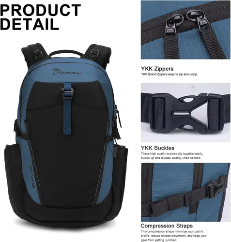 Vista 3 de MOUNTAINTOP 30L Hiking Backpack,Men Women Camping Backpack,Lightweight Trekking Travel Backpacks for Climbing Skiing Cycling