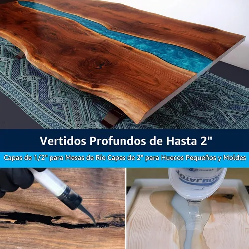 Vista 3 de TotalBoat Thickset Kit de Resina Epoxi de Vertido Profundo - Fórmula Cristalina Transparente de Galón para Vertidos de 1/2" - 2" - Resina Epoxi