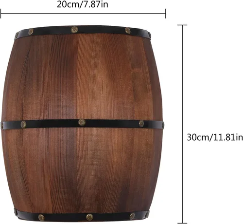 Vista 6 de Aplique de pared de barril de vino de madera antigua, lámpara de pared interior para área de bar, tema steampunk, accesorio de iluminación de pared