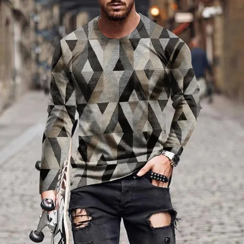 Vista 2 de Blusa vintage de diseñador de otoño para hombre 2023, camiseta casual, diseño abstracto de manga larga, camisas de moda
