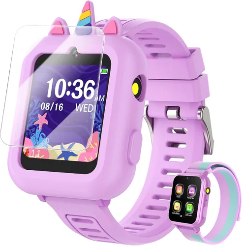 Vista 9 de MOFGDNI Reloj inteligente para niños con 39 juegos, pantalla táctil, cámara, video, reproductor de música, podómetro, calculadora, calendario