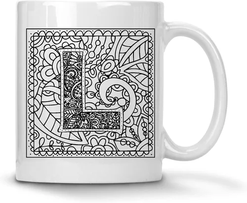 Vista 9 de Alankathy Mugs Taza de café monograma, 11 oz, color blanco (A)