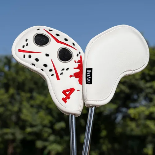Vista 2 de mytag Cubiertas para palos de golf, máscara de hockey, cubierta para la cabeza del conductor, cubierta híbrida de madera de Fariway Fundas