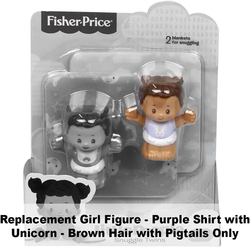 Vista 6 de Pieza de repuesto para Fisher-Price Little People Snuggle Twins - GKY44 ~ Figura de niña gemela ~ Camisa morada con unicornio y coletas