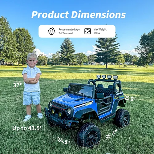 Vista 3 de Hikiddo - Coche eléctrico de 24 V para niños, vehículo eléctrico para montar, camioneta de juguete para niños pequeños de 3 a 5 años con control Azul